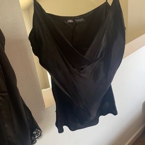 Zara Black Silk Slip Tank